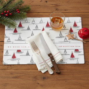 Red Christmas Tree Pattern#5 ID1009 Placemat