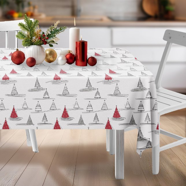 Red Christmas Tree Pattern#5 ID1009 Tablecloth (Creator Uploaded)