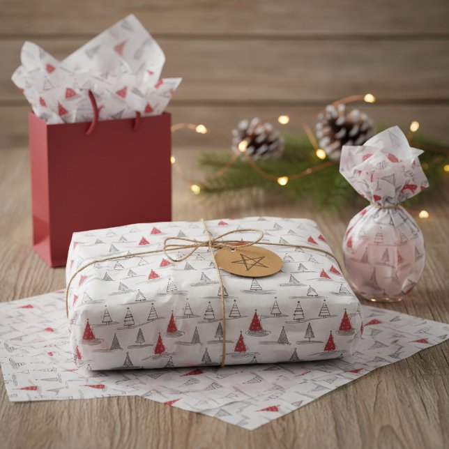Red Christmas Tree Pattern#5 ID1009 Tissue Paper (Creator Uploaded)