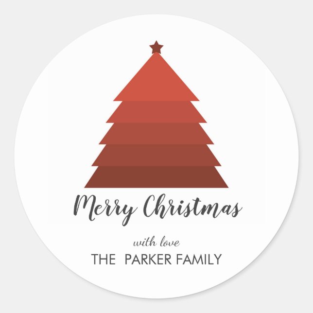 Red Christmas Tree Personalized Gift Tag (Front)