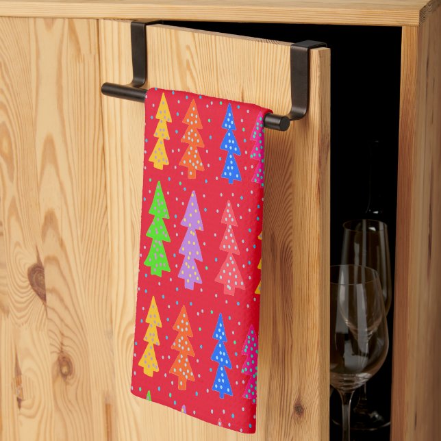 Red Christmas Tree Pop Art   Kitchen Towel (Thirds Fold)
