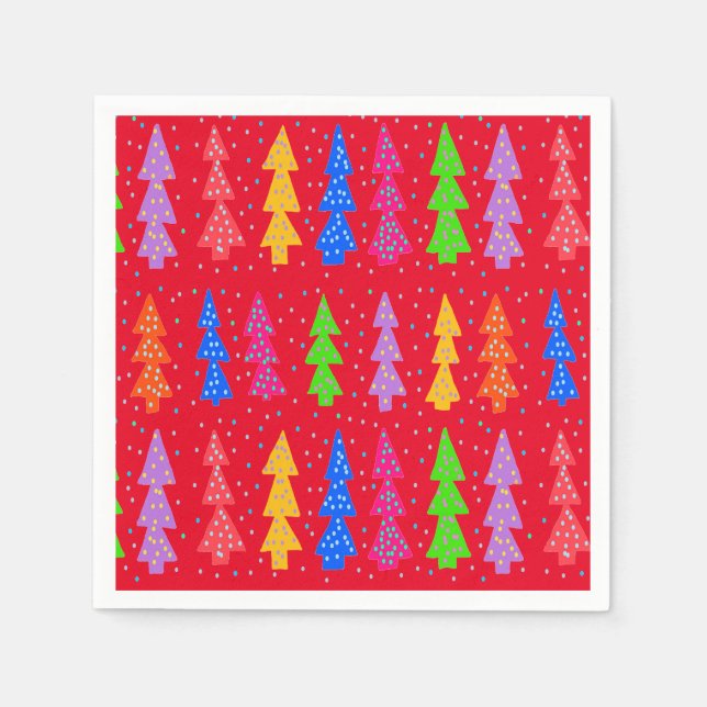 Red Christmas Tree Pop Art   Napkins (Front)