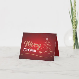 Red Christmas Tree, Seasonal Employee Letterpress Thank You Card