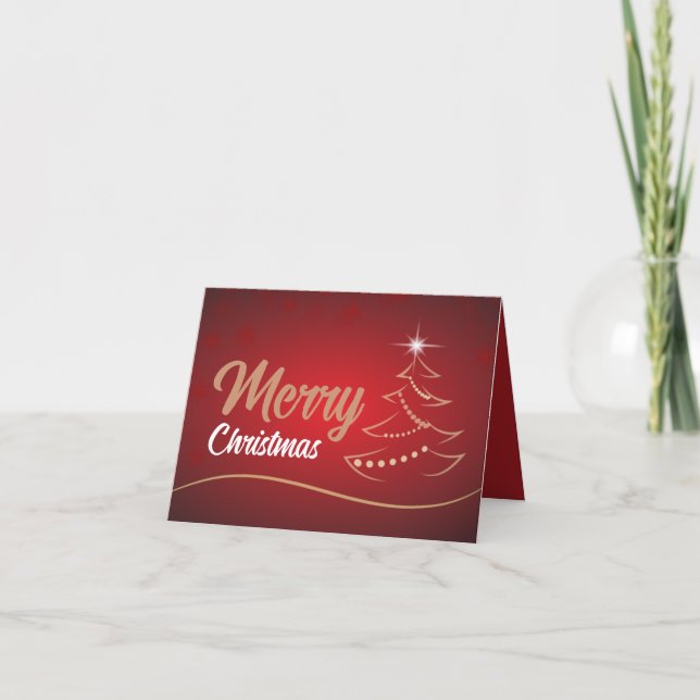 Red Christmas Tree, Seasonal Employee Thank You Card (Front)