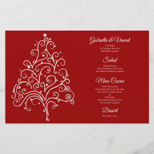 Red Christmas Tree Winter Wedding Menu