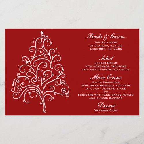 Red Christmas Tree Winter Wedding Menu