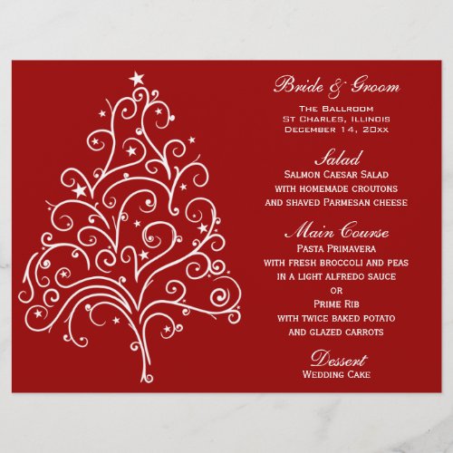 Red Christmas Tree Winter Wedding Menu