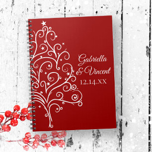 Red Christmas Tree Winter Wedding Notebook