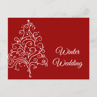 Red Christmas Tree Winter Wedding Save the Date Announcement Postcard