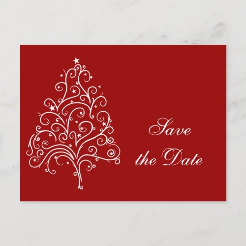 Red Christmas Tree Winter Wedding Save the Date Announcement Postcard