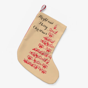 Red Christmas Tree With Birds Small Christmas Stocking