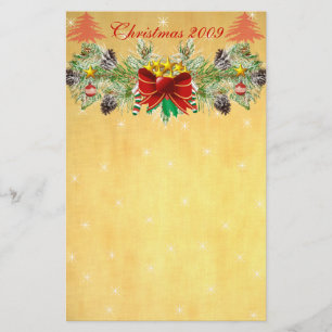 Red Christmas Tree with Stars & Garland Stationery