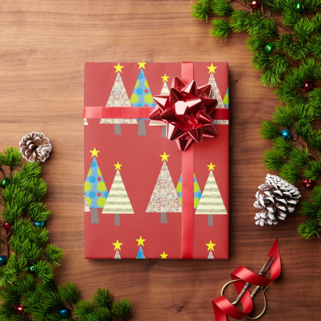Red Christmas Trees Gift Wrapping Paper (Holiday Gift)