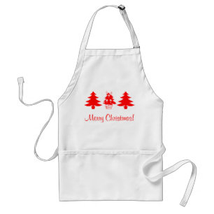 Red Christmas Trees Holidays Apron