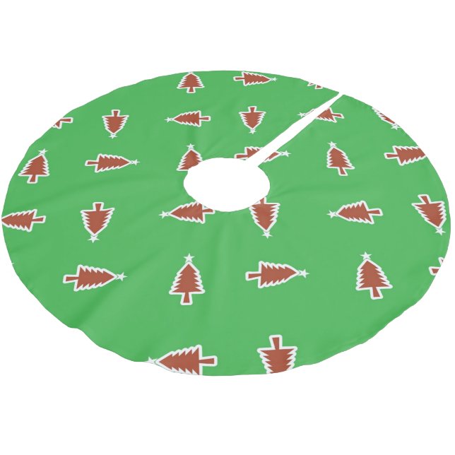 Red Christmas trees pattern green Brushed Polyester Tree Skirt (Angled)