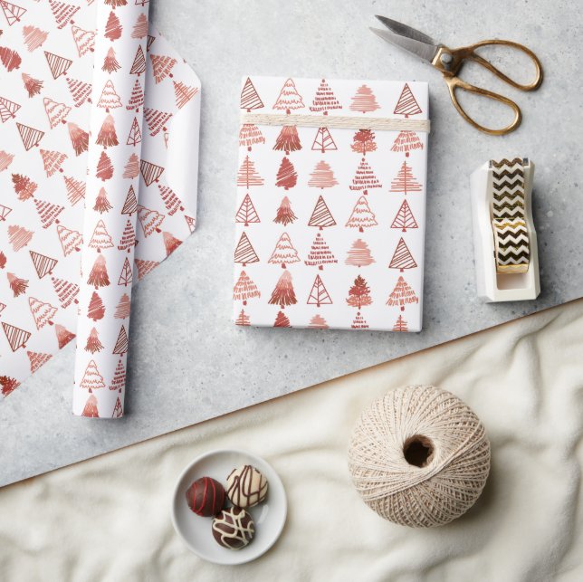 Red Christmas Trees  Wrapping Paper (Crafts)