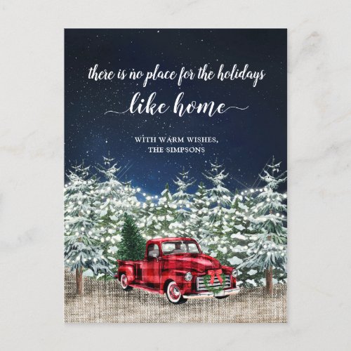 Red Christmas Truck Holiday Moving Announcement Postcard