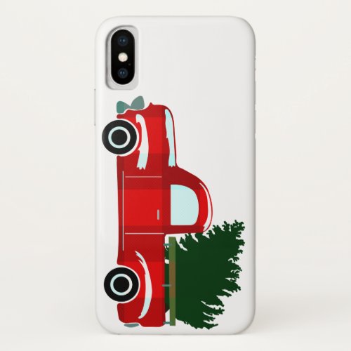 Red Christmas Truck Rustic Christmas Holiday iPhone XS Case
