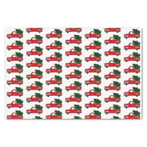 Red Christmas Truck Rustic Christmas Holiday Party Tissue Paper