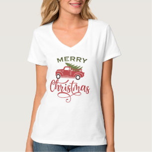 Red Christmas Truck Tee - Festive Tree T-Shirt