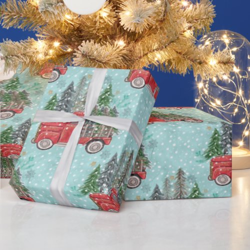 Red Christmas Truck  Wrapping Paper