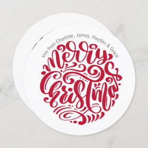 Red Christmas Typography Personalized Photo Holiday Card