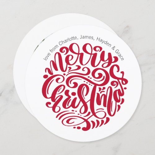 Red Christmas Typography Personalized Photo Holiday Card