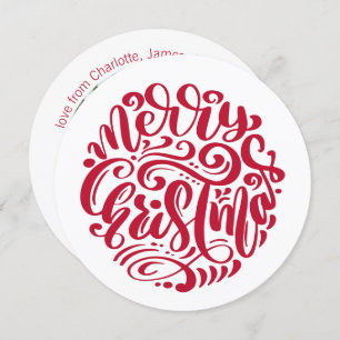 Red Christmas Typography Personalized Photo Holiday Card