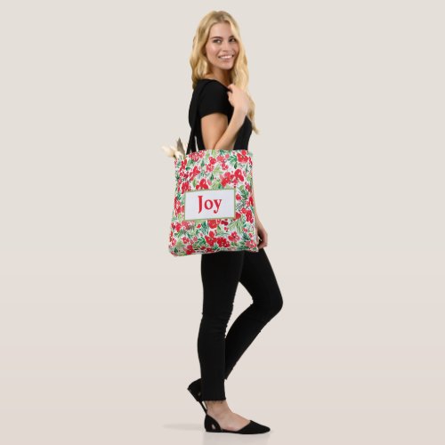 Red Christmas  Watercolor flower pattern Tote Bag