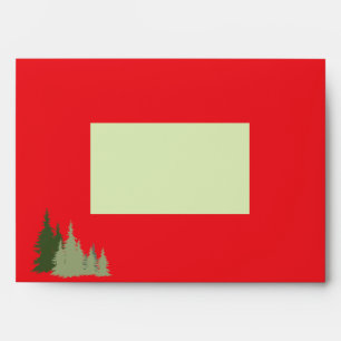 Red Christmas Watercolor Pine Trees Christmas  Envelope