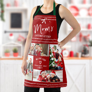Red Christmas We Love You Mom Fun Doodles 4 Photo Apron