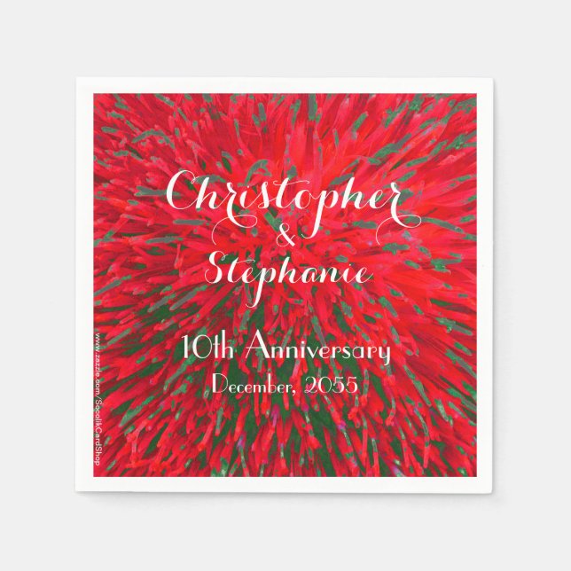 Red Christmas Wedding Anniversary Party Paper Napkins (Front)