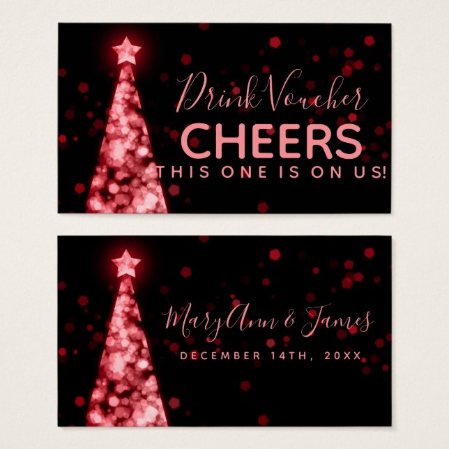 Red Christmas Wedding Drink Voucher (Front & Back)