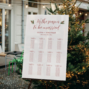 Red Christmas Wedding Seating Chart Acrylic Sign