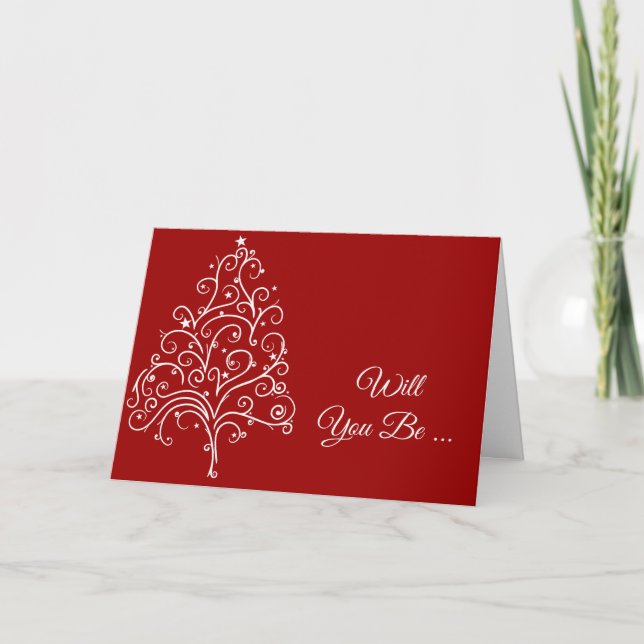 Red Christmas Wedding Will You Be My Bridesmaid Invitation (Front)