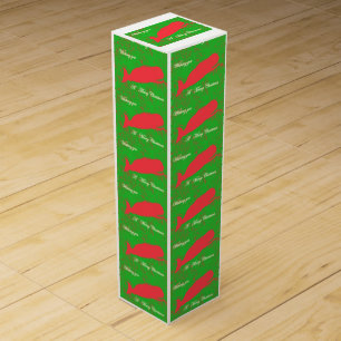 Red Christmas whales wine gift box