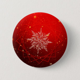 Red christmas white snow pinback button