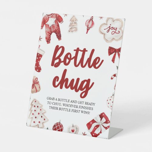 Red Christmas Winter Bottle Chug Baby Shower Sign