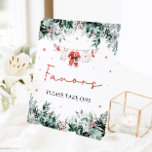 Red Christmas Winter Cute Santa Baby Shower Favors Pedestal Sign<br><div class="desc">The Red Santa Gender Neutral Santa Baby Clothes Christmas Winter Cute Santa Baby Shower Favors Sign is a festive and charming addition to your holiday-themed baby shower. Featuring a cheerful red design with delicate snowflakes, eucalyptus greenery, and adorable Santa-themed baby clothes, this sign directs guests to the favor table with...</div>