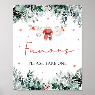 Red Christmas Winter Cute Santa Baby Shower Favors Poster