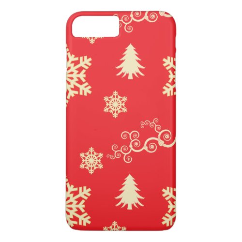 Red Christmas with Cream Snowflakes iPhone 8 Plus7 Plus Case