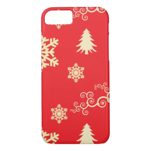 Red Christmas with Cream Snowflakes iPhone 87 Case
