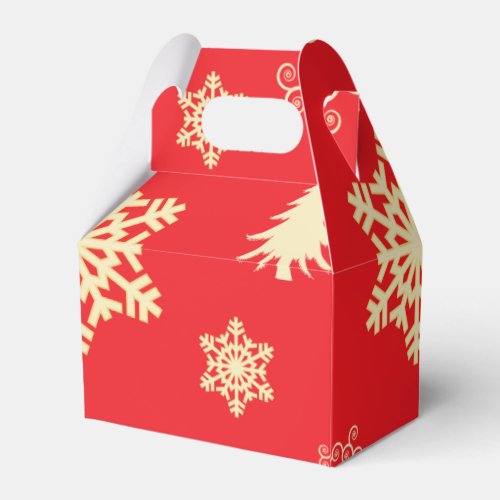 Red Christmas with Cream Snowflakes Favor Boxes