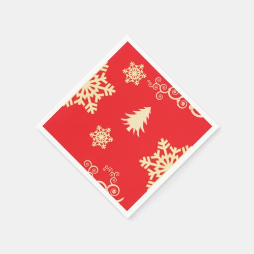 Red Christmas with Cream Snowflakes