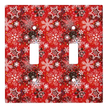 Red Christmas With Snowflakes Light Switch Cover by All_About_Christmas at Zazzle