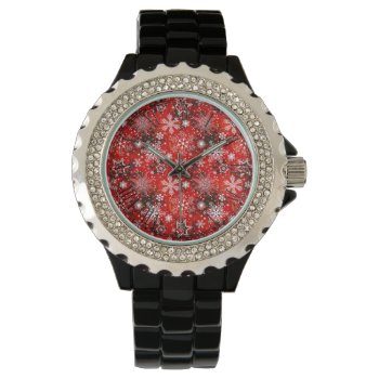 Red Christmas With Snowflakes Watch by All_About_Christmas at Zazzle