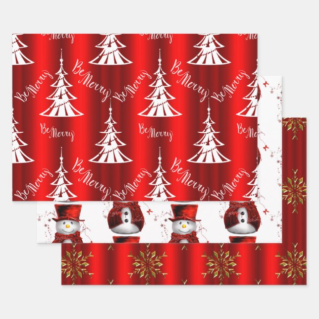 Red Christmas Wrapping Paper Sheets (Set)