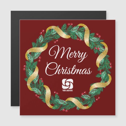 Red Christmas Wreath Custom Company Magnet Card
