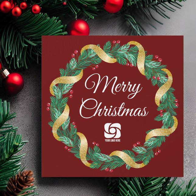 Red Christmas Wreath Custom Company Magnet Card (Creator Uploaded)