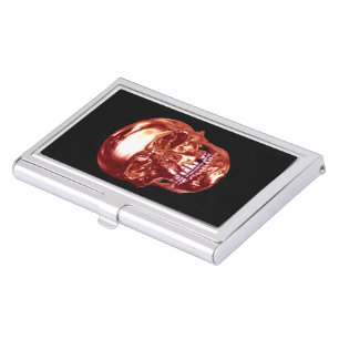 Red Chrome Skull Business Card Holder